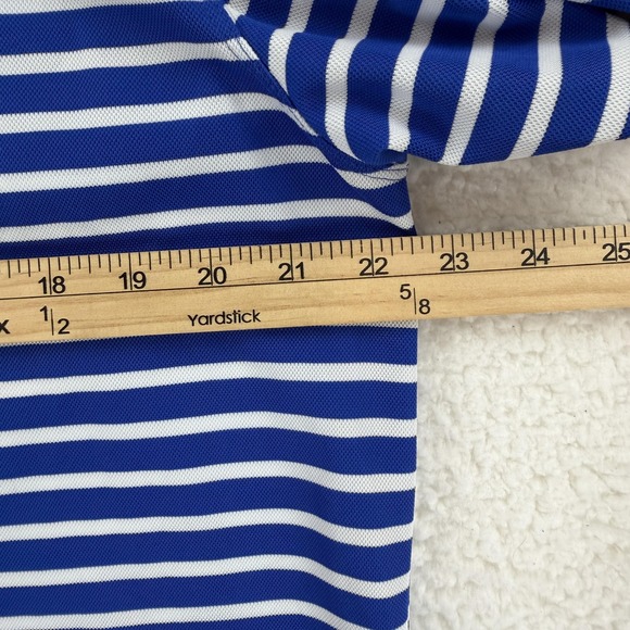 Nike Polo Shirt Mens Large Blue White Striped Dri-Fit Golf Performance Athletic - Picture 7 of 9